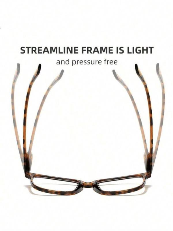 Unisex Minimalist Casual Plain & Leopard Design Square Frame Eyeglasses, Fashion Eyeglasses for Work, Daily Clothing Decor