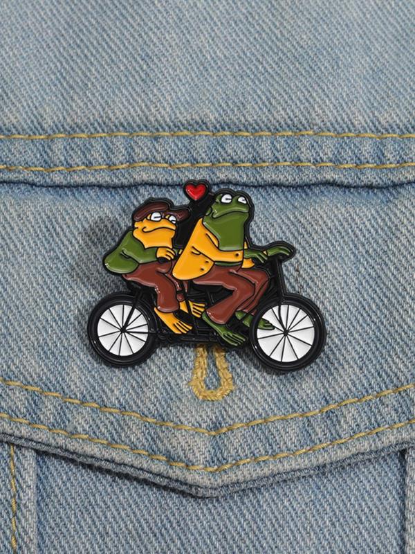 Cute Frog & Toad Design Brooch, Fashion Alloy Badge for Daily Clothing Decor, Trendy All-match & Exquisite Brooch for Birthday Gift