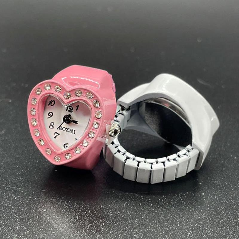 Heart Shaped Watch Ring, 1 Count Mini Rhinestone Decorated Watch Ring, Fashionable Watch Ring for  Party Favors