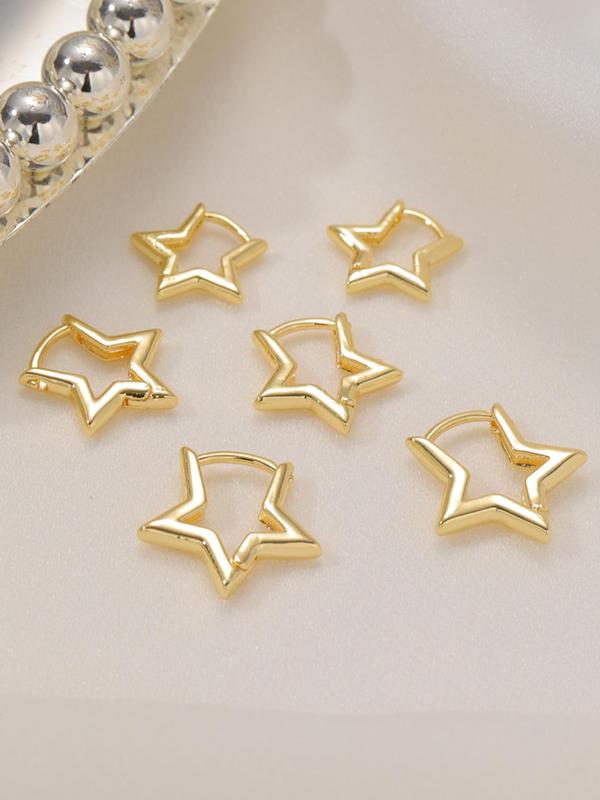 Star Design Stud Earrings (6pcs), Fashionable Jewelry for Women & Girls for Party, Daily Clothing Decor, Trendy All-match & Exquisite Jewelry for Birthday Gift