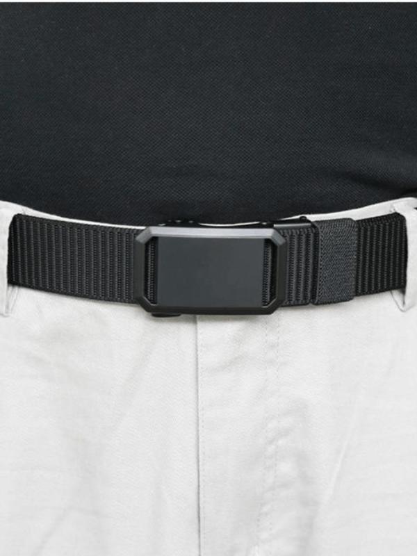 Men's Minimalist Casual Plain Color Nylon Tape Belt, 2024 New Style Fashionable Automatic Buckle Belt, Casual Outdoor Military Training Pants Belt for Men