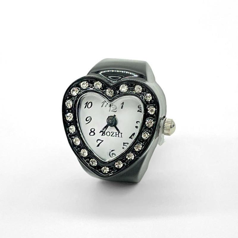 Heart Shaped Watch Ring, 1 Count Mini Rhinestone Decorated Watch Ring, Fashionable Watch Ring for  Party Favors