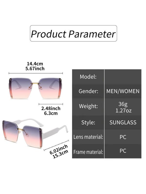 Unisex Elegant Square Frame Ombre Lens Sunglasses, Summer Casual Glasses Trends 2024 for Women, Sunglass Reflection for Everyday Outdoor Back To School