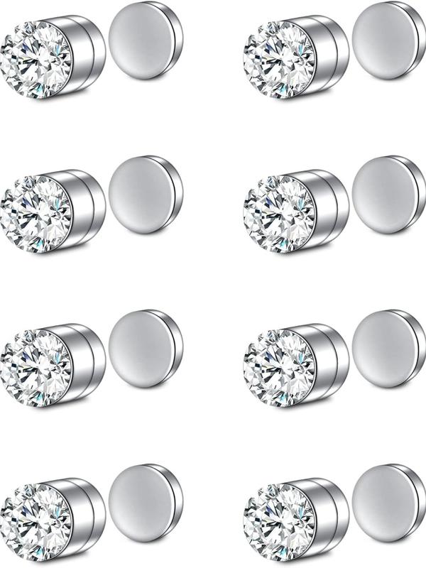 8pcs Rhinestone Decor Nose Studs, Fashion Faux Piercing Jewelry for Party, Daily Clothing Decor, Trendy All-match & Exquisite Jewelry for Birthday Gift