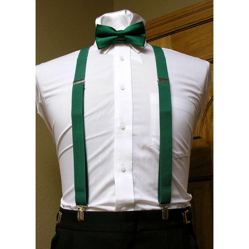 Men's clip-on suspenders x back and Bow Tie Retro Steampunk Costume Tux Prom