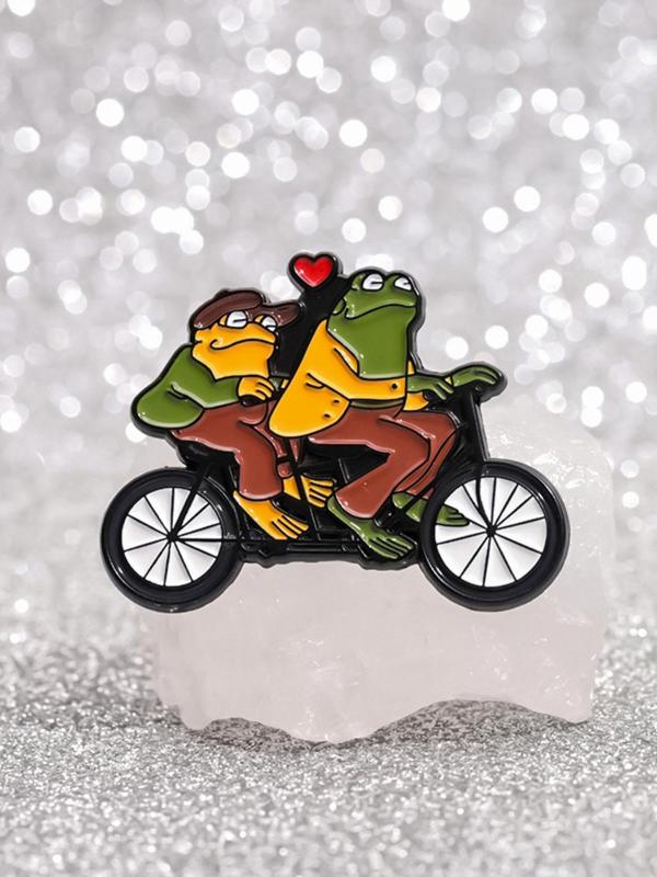 Cute Frog & Toad Design Brooch, Fashion Alloy Badge for Daily Clothing Decor, Trendy All-match & Exquisite Brooch for Birthday Gift