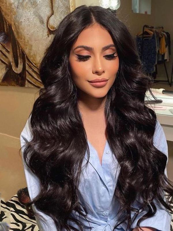 Glueless Body Wave U Part Wig for Women, High Temperature Fiber Elastic Net Cap Clip-in Synthetic Half Wig