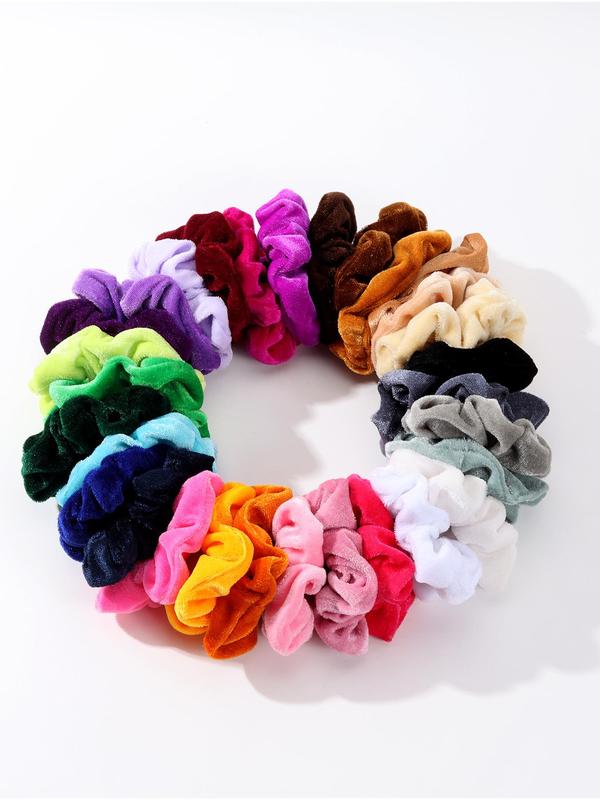 30pcs Women's Plain Color Hair Tie, Elastic Hair Tie for Daily Use for Women & Girls, Minimalist Headwear for Party, Daily Clothing Decor