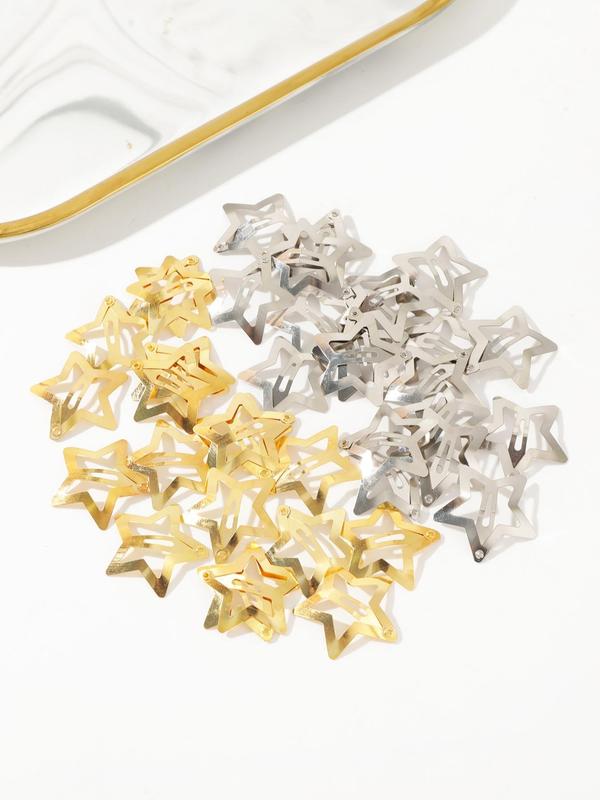 Hollow Star Design Hair Clips, Fashion Alloy Hair Accessories, Fixed Hair Clips for Fine Hair & Bangs, Casual And Versatile Accessories for Women and Girls, Halloween Accessories