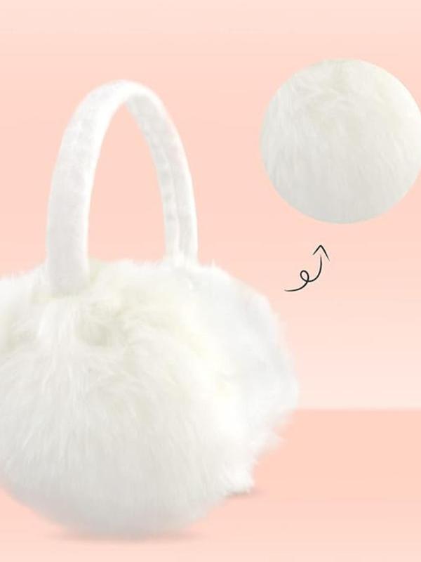 Women's Solid Color Fluffy Earmuffs, Fashionable Earmuffs for Fall & Winter, Warm Earmuffs for Outdoor Sports