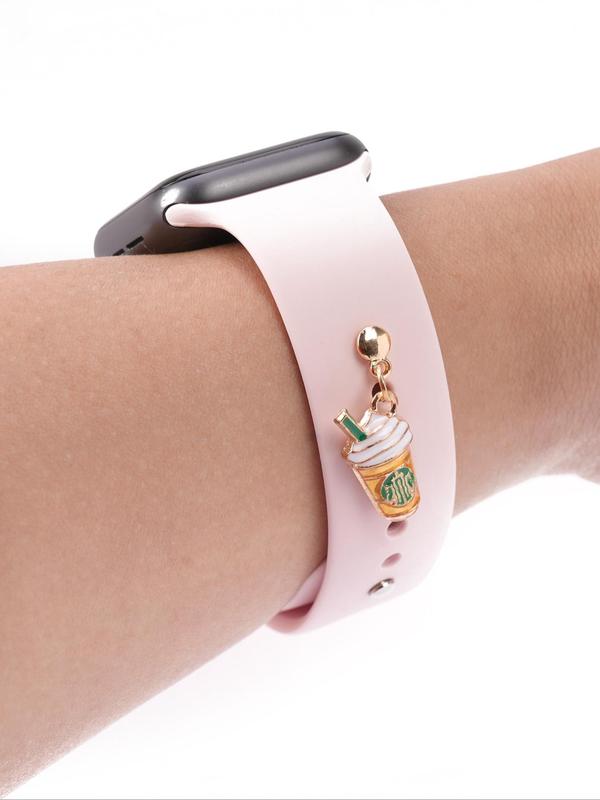 Cute Coffee Cup Design Watch Band Decoration, Fashionable Watch Band Decoration Ring for Women & Girls, Trendy Watch Band Accessories for Birthday Gift