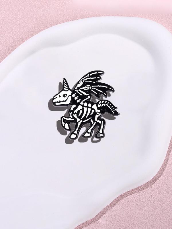 Cute Skeleton Unicorn Design Brooch, Fashion Alloy Badge for Clothes, Enamel Pin Suitable for Backpacks, Jeans, Scarves, Hats Decoration, Casual Alloy Accessory for Men & Women