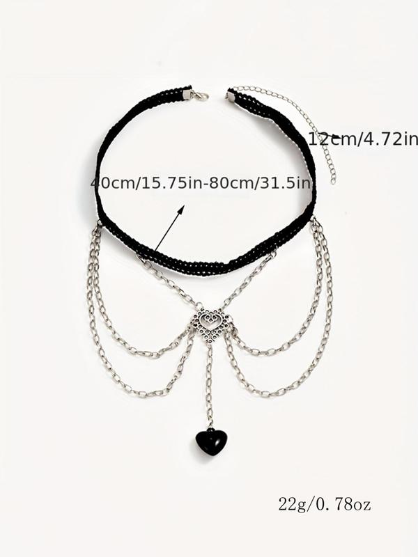 Women's Simple Sexy Heart Decor Lace Thigh Chain, 2024 New Fashion Tiered Layered Design Alloy Body Jewelry for Party, Daily Clothing Decoration