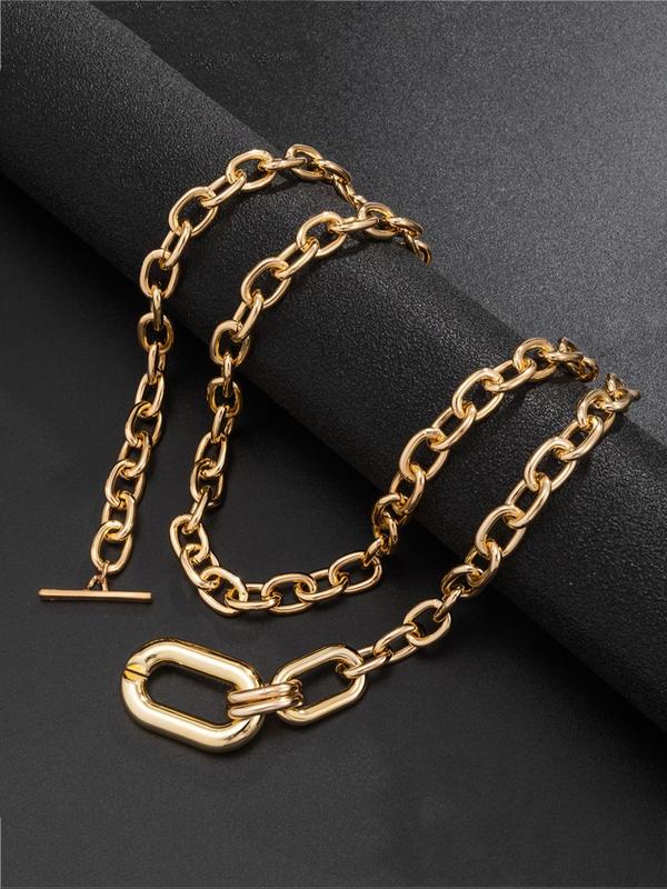 Women's Fashion Chain Necklace Set, 2 Counts Casual Trendy Chunky Chain Necklace, Fashionable Jewelry for Daily & Party Decoration