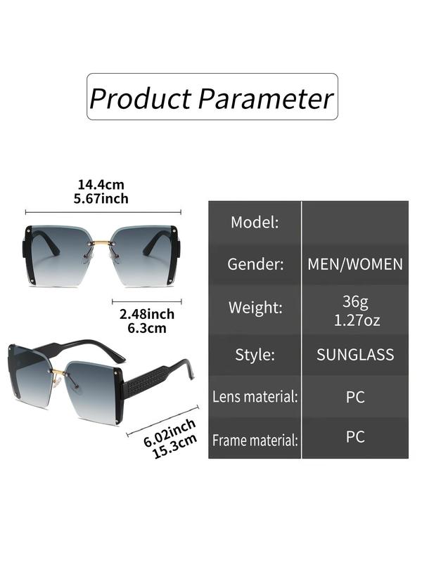 Unisex Elegant Square Frame Ombre Lens Sunglasses, Summer Casual Glasses Trends 2024 for Women, Sunglass Reflection for Everyday Outdoor Back To School