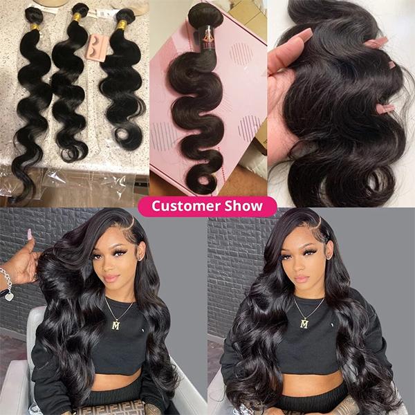 Body Wave Bundles Human Hair Weave 1 3 4 Bundles Natural Color Remy Hair Weave Extensions