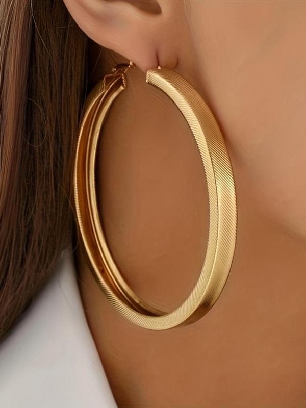 Women's Punk Style Minimalist Hoop Earrings, Trendy Exaggerated Round Shape Hoop Earrings, Chic Gorgeous Jewelry As Gift for Girlfriend for Party Decor