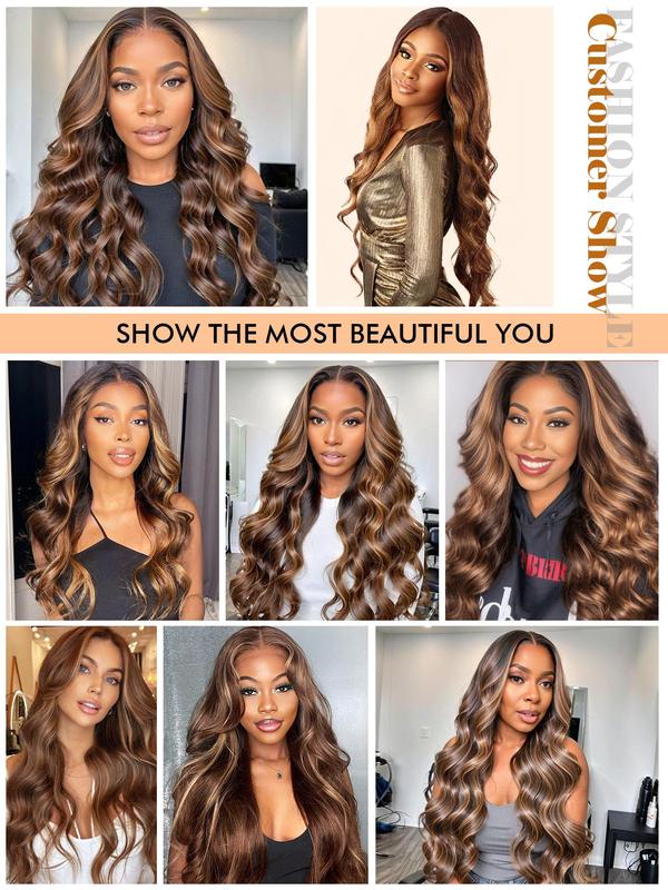 28 Inch Long Wavy Mixed Color Wigs for Women, Gorgeous Fluffy Piano Color Wigs without Bangs, Synthetic Full Machine Wigs for Party, Daily Use