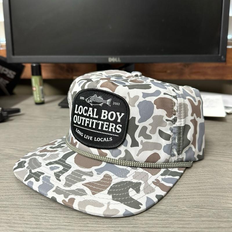 Local Boy Tackle Shop Patch Flat Brim Rope Hat - Grey Camo