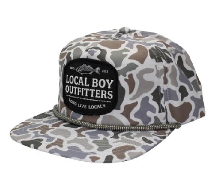 Local Boy Tackle Shop Patch Flat Brim Rope Hat - Grey Camo