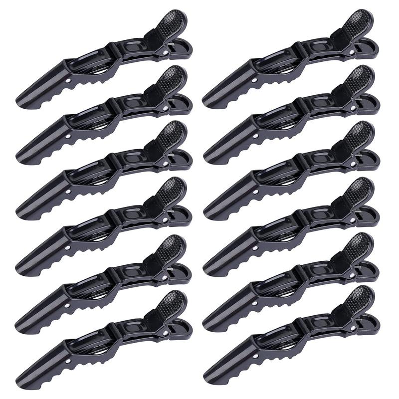 12pcs Hair clips for Styling – Wide Teeth & Double-Hinged Design – Alligator Styling Sectioning Clips of Hair Salon(Black)