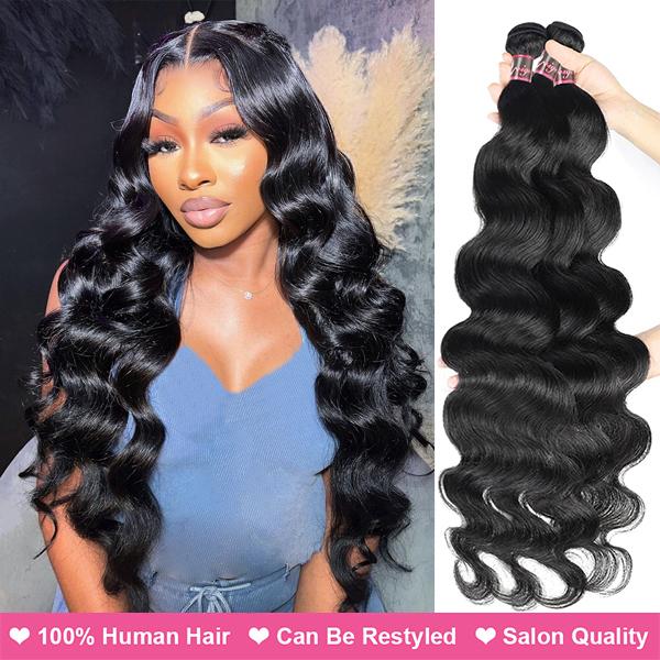 Body Wave Bundles Human Hair Weave 1 3 4 Bundles Natural Color Remy Hair Weave Extensions