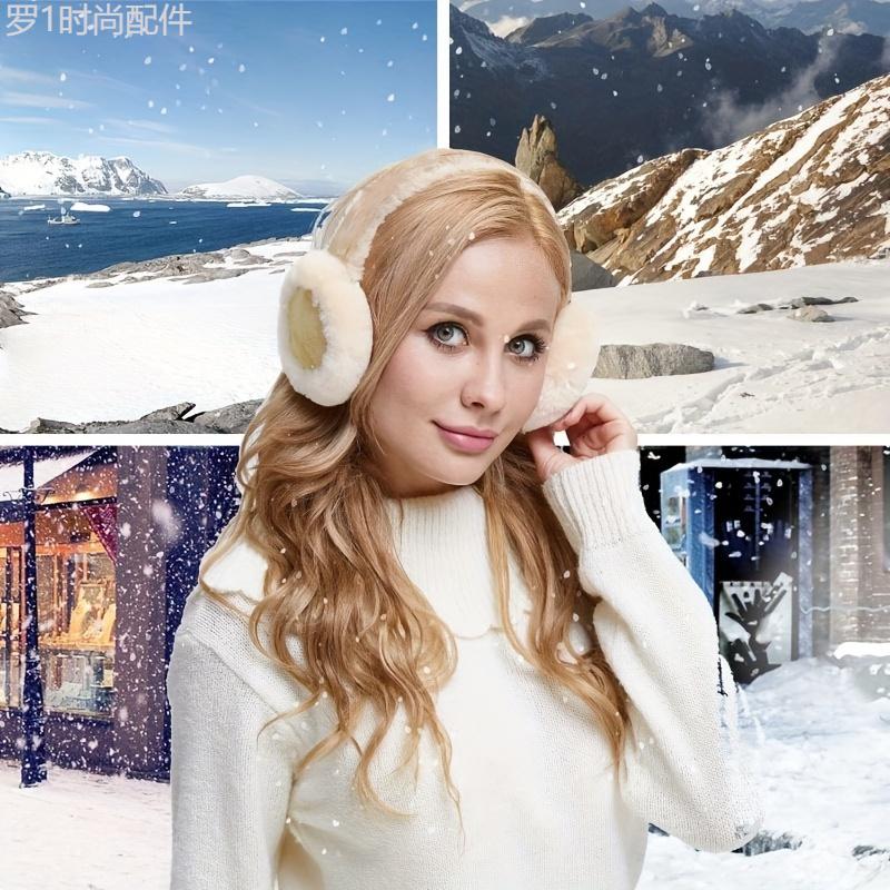 Cozy & Soft Plush Earmuffs for Winter Sports - Warm Ear Warmers, White Polyester, Dry Clean Only