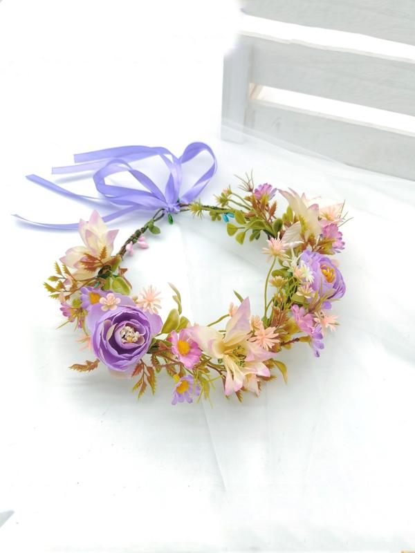 2024 New Style Flower Decorated Headband, Cute Bridal Headwear for Wedding Bridal Party Formal Occasions, Fashion Hair Accessories for Women & Girls