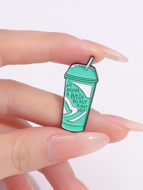 Creative Drink Cup Design Brooch Pin, Cute Fashion Alloy Badge for Women & Men for Party, Daily Clothing Decor, Trendy All-match & Exquisite Brooch for Birthday Gift