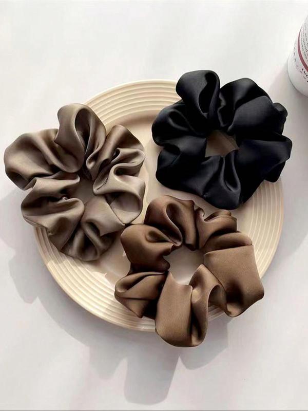 3pcs set Women's Elegant Simple Ruched Design Hair Tie, Cute Trendy Scrunchie, Fashionable Hair Accessories for Daily & Party Decoration