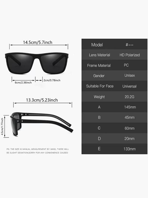 Unisex Simple Style Square Frame Sunglasses, Trendy Casual Sunglasses for Everyday Use, Fashion Accessories for Outdoor Activities