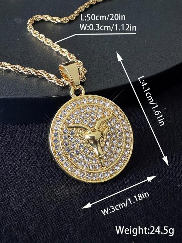 Round Shaped Rhinestone Decorated Constellation Pendant Necklace, Personalized Jewelry for Party, Daily Clothing Decor, Trendy All-match Jewelry for Birthday Gift