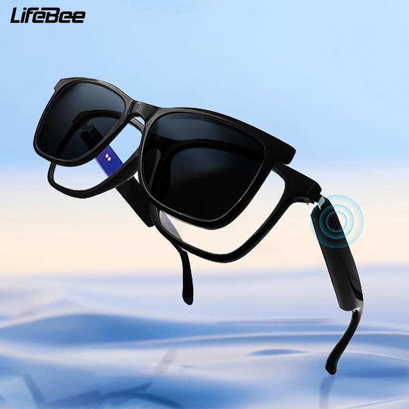 LIFEBEE Smart Wireless Audio Glasses, Smart Bluetooth-compatible Glasses, Anti-blue Light Sunglasses Lens Kit for Outdoor Sports Driving