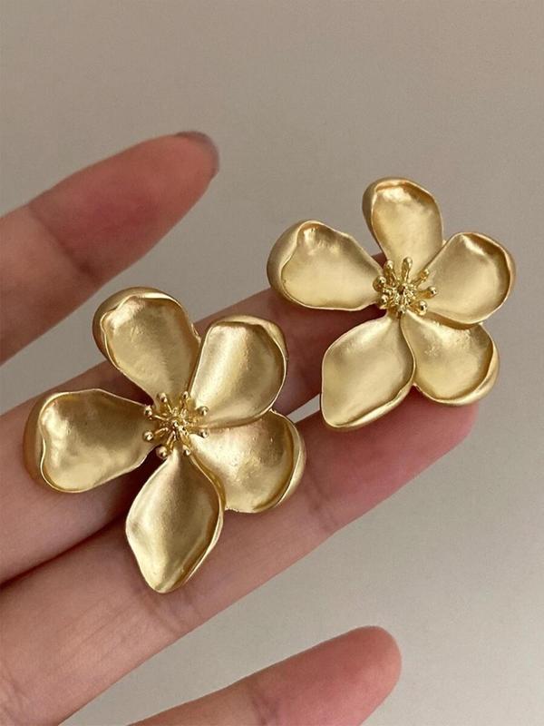 1 Pair Flower Design Stud Earrings, Vintage French Romantic Flower Earrings, Elegant Jewelry for Women