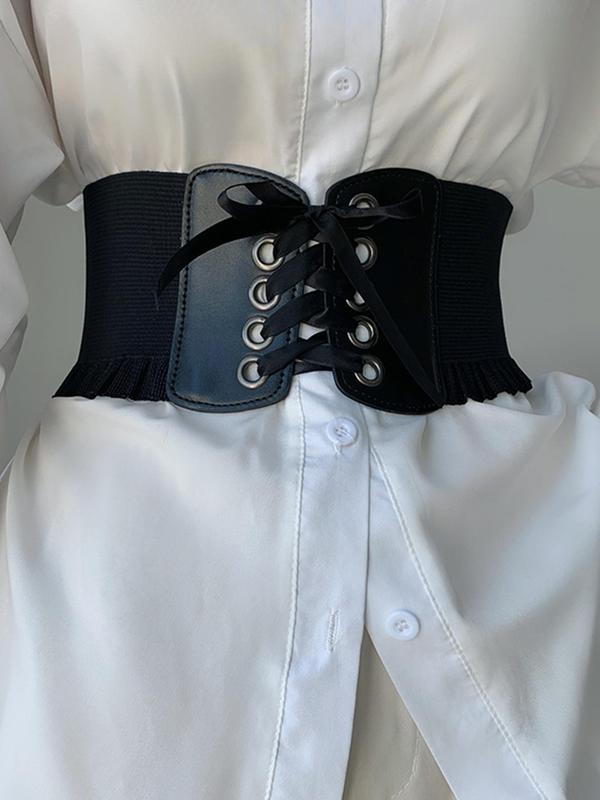 Women's Solid Color Lace Up Corset Belt, Casual Elastic Waistband for Dress & Shirt, Fashion Wide Belt for Party, Daily Clothing Decor, Trendy All-match & Exquisite Belt for Gift