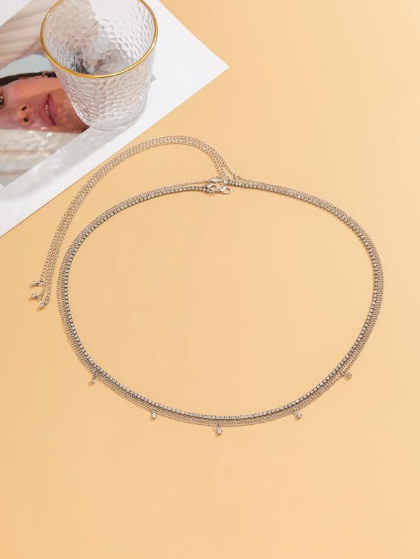 Women's Elegant Rhinestone Decorated Waist Chain for Summer, Fashion Jewelry for Party, Daily Clothing Decor, Trendy All-match & Exquisite Jewelry for Birthday Gift