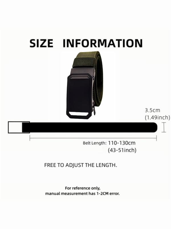 Men's Minimalist Casual Plain Color Nylon Tape Belt, 2024 New Style Fashionable Automatic Buckle Belt, Casual Outdoor Military Training Pants Belt for Men