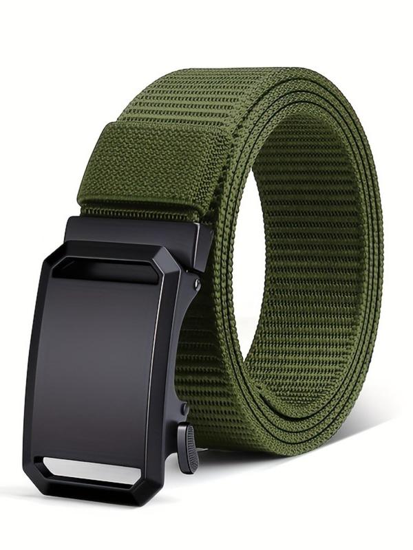 Men's Minimalist Casual Plain Color Nylon Tape Belt, 2024 New Style Fashionable Automatic Buckle Belt, Casual Outdoor Military Training Pants Belt for Men