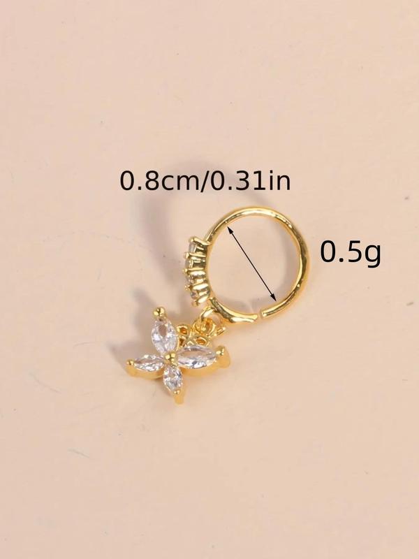 Fashion Elegant Butterfly Rhinestone Decorated Nose Ring, Summer Trendy Hoop Nose Ring, Stylish Nose Piercing Jewelry, Fashion Body Jewelry for Women