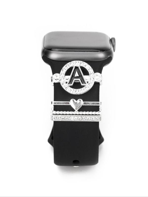 Fashion Letter Heart Watch Band Decorative, Rhinestone Decor Watch Strap Decor for Women & Men, Trendy All-match & Exquisite Watch Accessories for Birthday Gift