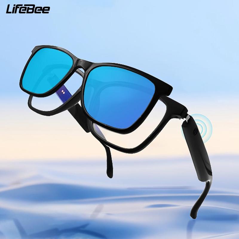 LIFEBEE Smart Wireless Audio Glasses, Smart Bluetooth-compatible Glasses, Anti-blue Light Sunglasses Lens Kit for Outdoor Sports Driving