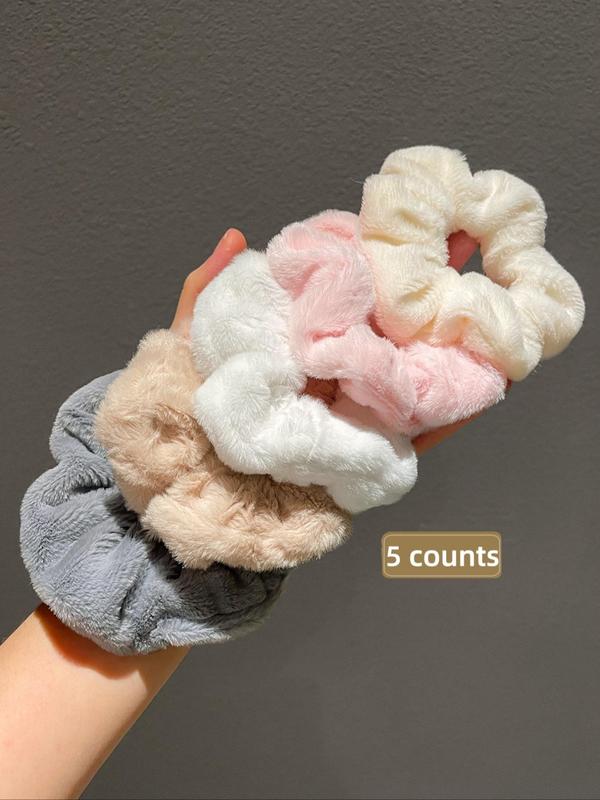 Solid Color Hair Scrunchies, Cute Hair Ties, Fashion Hair Accessories for Women & Girls, Minimalist Headwear Suitable for Thick Hair