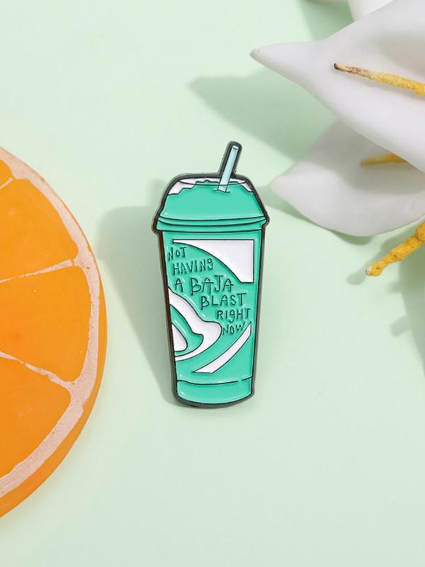 Creative Drink Cup Design Brooch Pin, Cute Fashion Alloy Badge for Women & Men for Party, Daily Clothing Decor, Trendy All-match & Exquisite Brooch for Birthday Gift