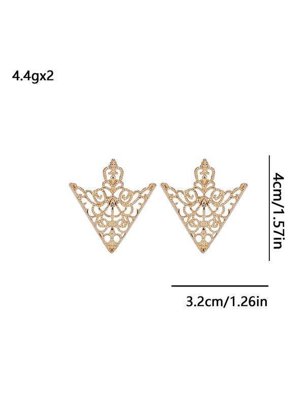 Vintage Hollow Out Design Triangle Shaped Collar Pin, 1 Pair Fashionable Clothes Accessories for Men & Women for Daily Clothing Decor, Trendy All-match & Exquisite Collar Buckle for Birthday Gift