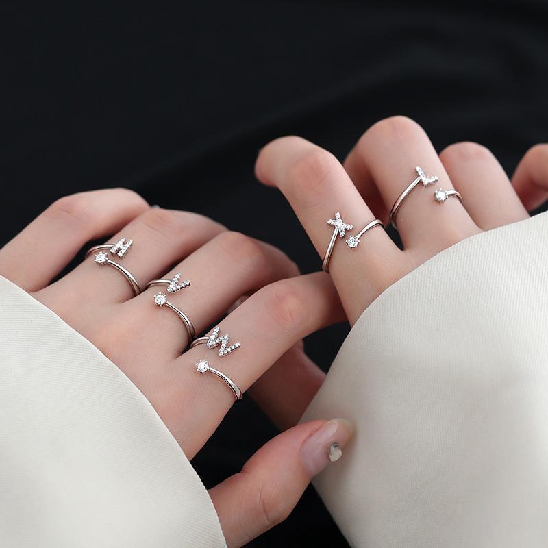 1 Piece Letter rings, Adjustable size, Initial rings for female, Daily wear,couple rings,Non-allergenic material,Christmas Gifts