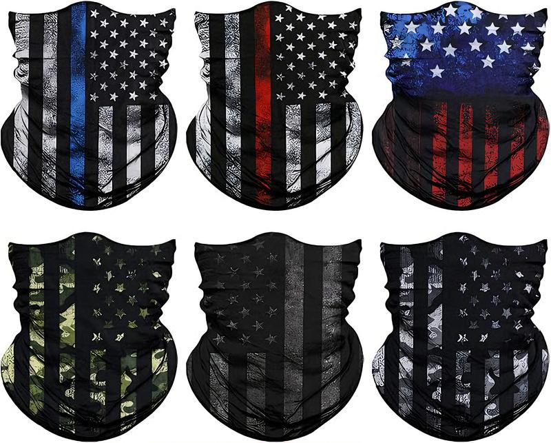 6-Piece Seamless Neck Gaiter Face Mask Set for Men and Women, Versatile Bandana for Rave, Scarf, Balaclava