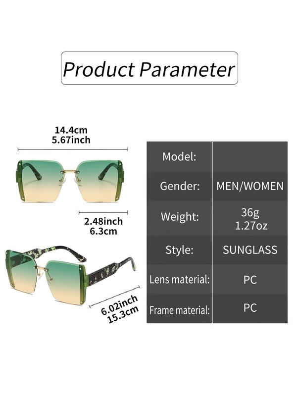 Unisex Elegant Square Frame Ombre Lens Sunglasses, Summer Casual Glasses Trends 2024 for Women, Sunglass Reflection for Everyday Outdoor Back To School