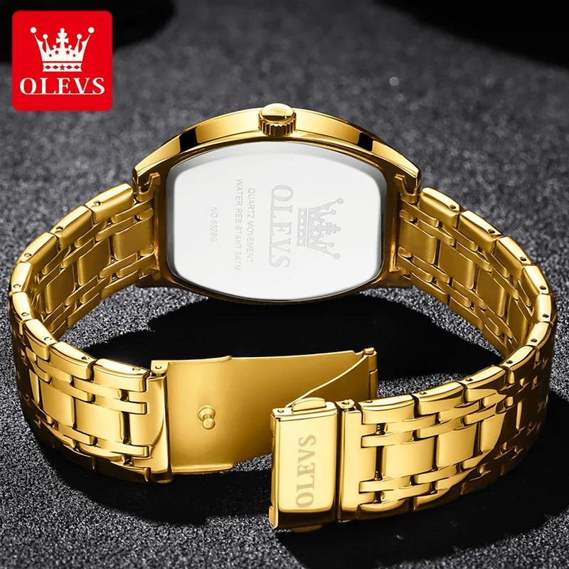 OLEVS New Men's Watches Quartz Luxury Gold Watch Classics Tonneau Dial Top Brand Waterproof Luminous Quartz Watch for Men 5528