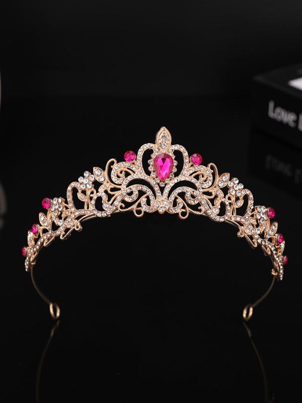 Rhinestone Decorated Crown for Wedding, Bridal or Prom Party Decoration Headwear Accessory for Clothing Decor, Trendy All-match & Exquisite Crown for Birthday Gift