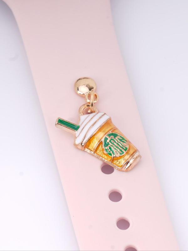 Cute Coffee Cup Design Watch Band Decoration, Fashionable Watch Band Decoration Ring for Women & Girls, Trendy Watch Band Accessories for Birthday Gift